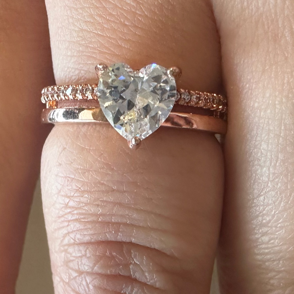 Pandora Rose Gold Double Band Heart Ring